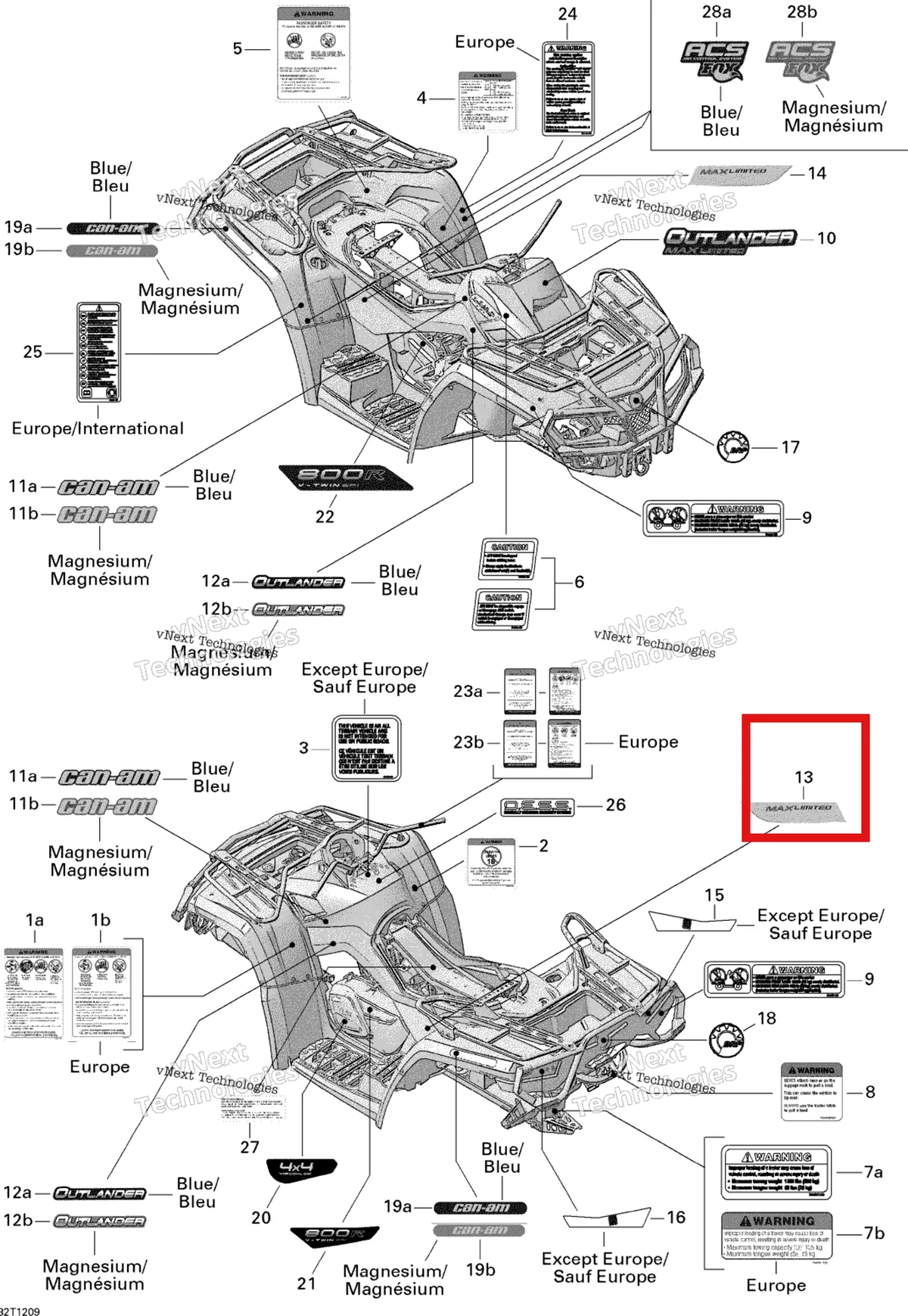 Деталь 704902769 на схеме узла 2012 Can-Am Outlander MAX 800REFI LTD Decals