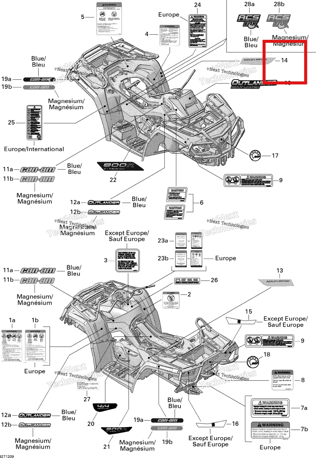 Деталь 704902770 на схеме узла 2012 Can-Am Outlander MAX 800REFI LTD Decals