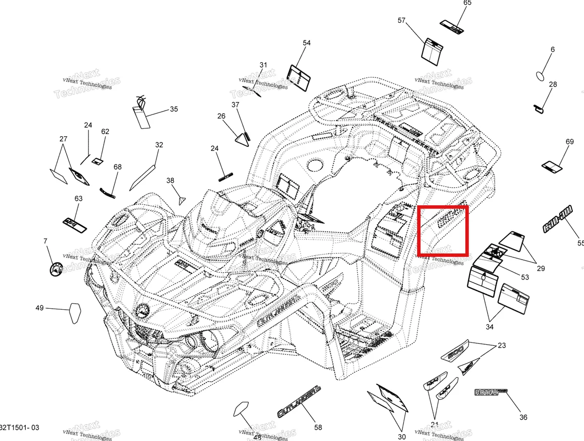 Деталь 704902774 на схеме узла 2015 Can-Am OUTLANDER L 500 EFI Decals