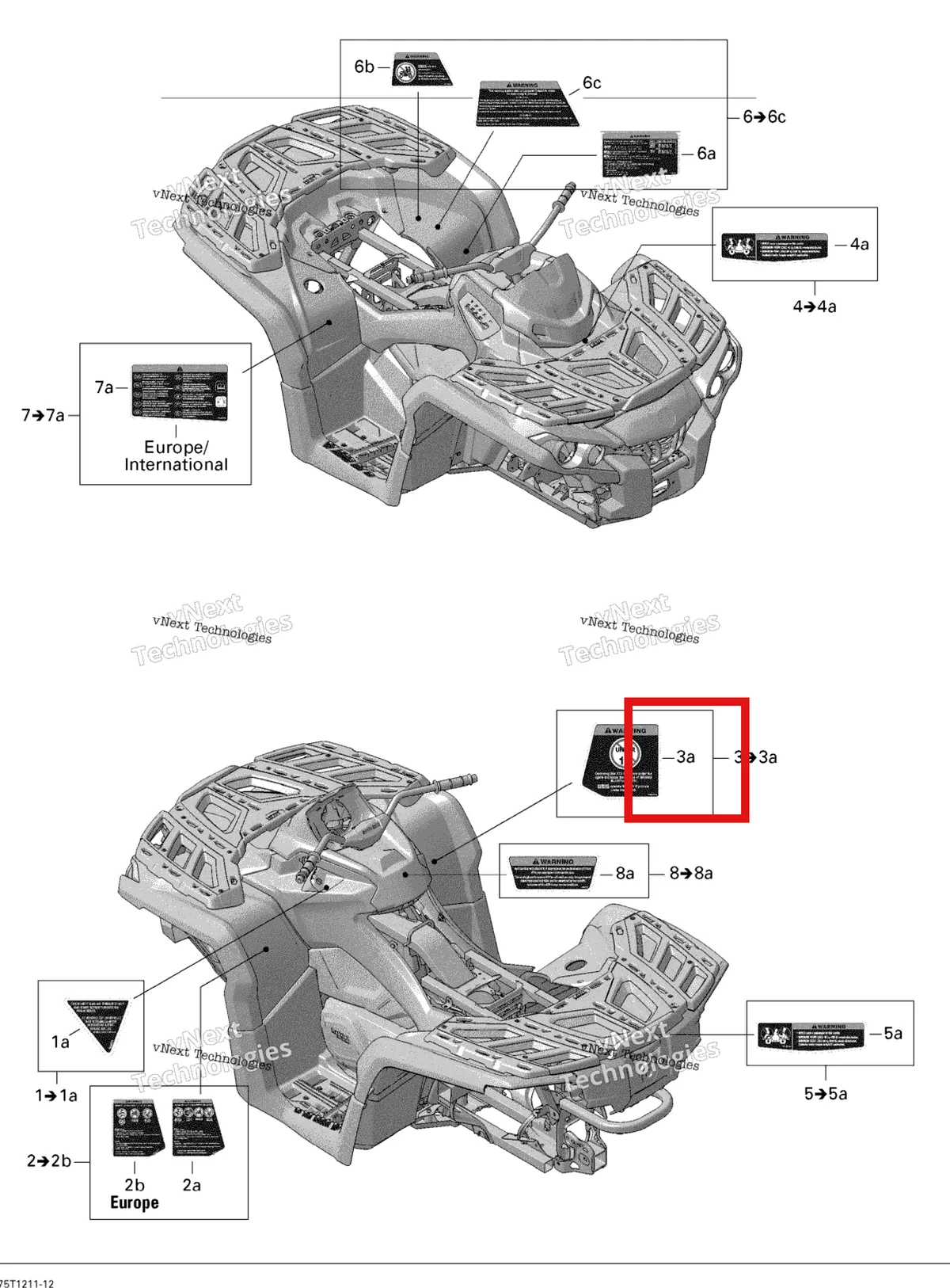 Деталь 704902776 на схеме узла 2012 Can-Am Outlander STD, XT, 1000 EFI Fender And Central Panel Kit