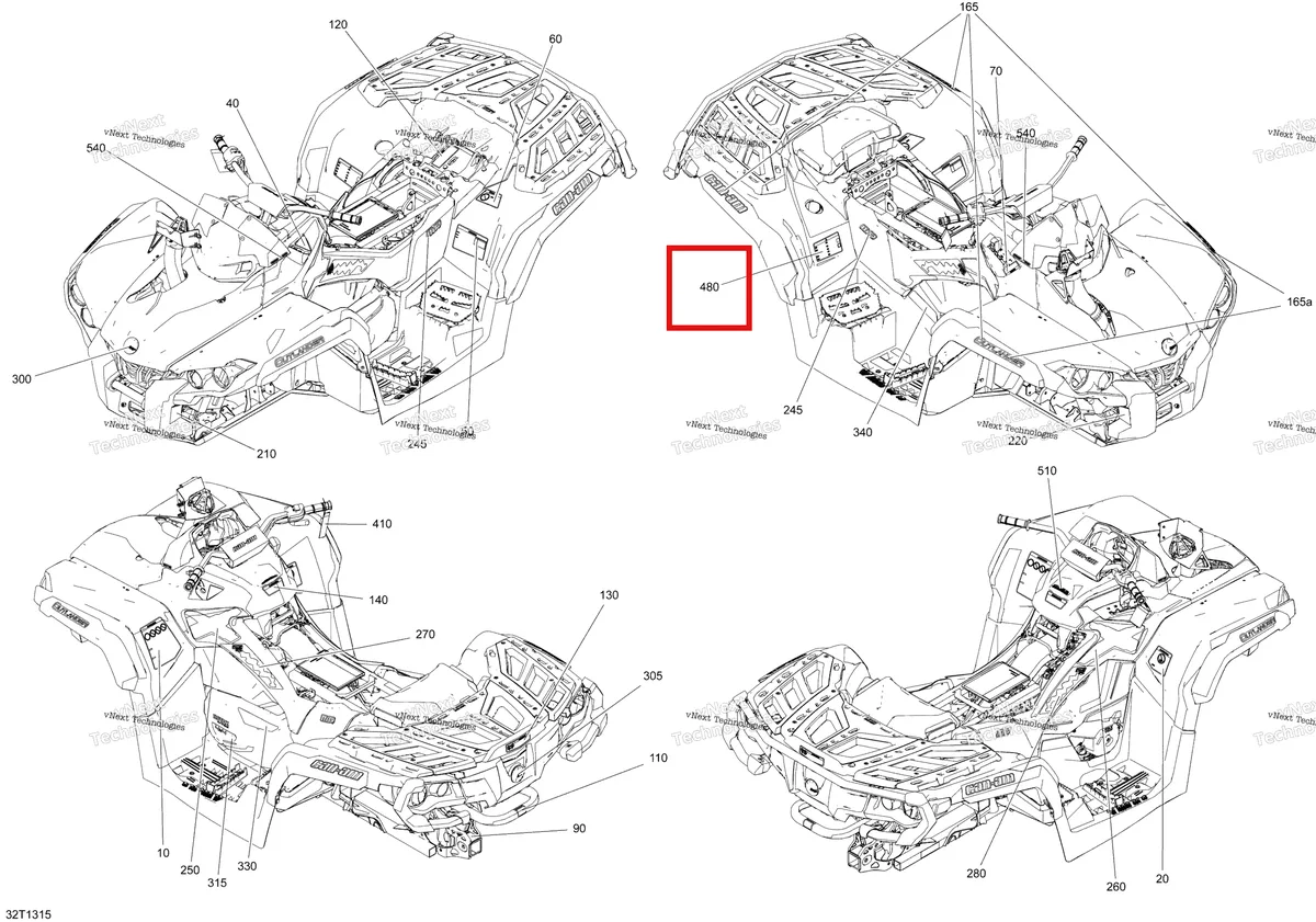 Деталь 704902779 на схеме узла 2013 Can-Am OUTLANDER 1000EFI XMR Decals