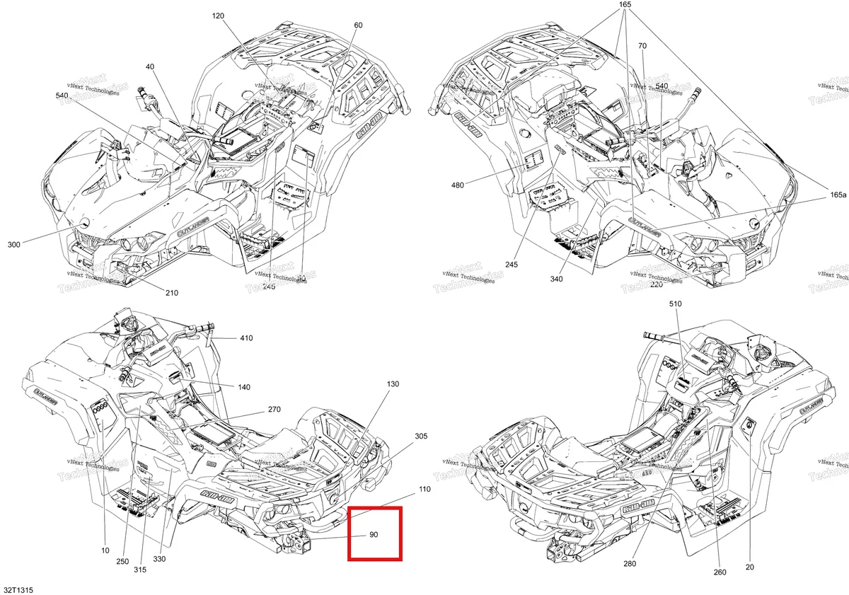 Деталь 704902780 на схеме узла 2013 Can-Am OUTLANDER 1000EFI XMR Decals