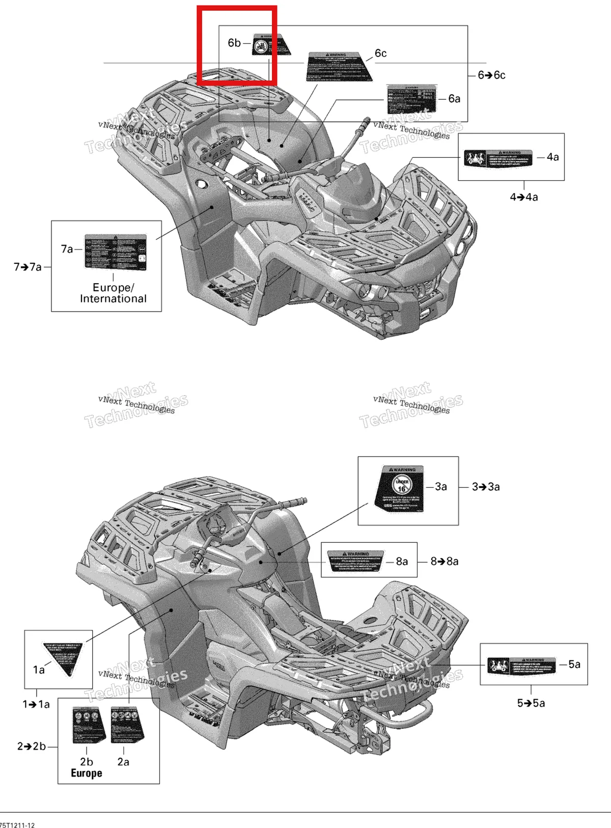 Деталь 704902786 на схеме узла 2012 Can-Am Outlander STD, XT, 1000 EFI Fender And Central Panel Kit