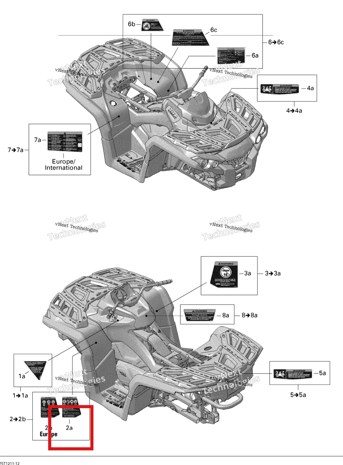 Деталь 704902788 на схеме узла 2012 Can-Am Outlander STD, XT, 1000 EFI Fender And Central Panel Kit