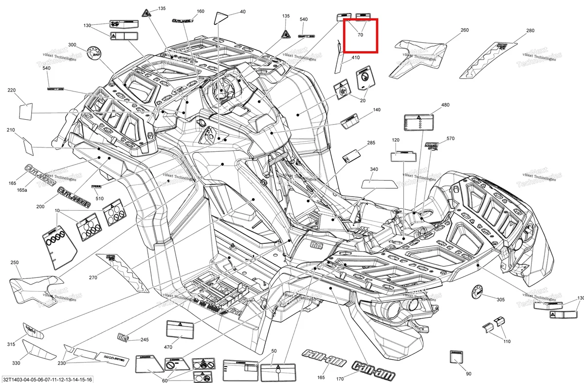 Деталь 704902793 на схеме узла 2014 Can-Am OUTLANDER MAX 1000EFI LTD Decals