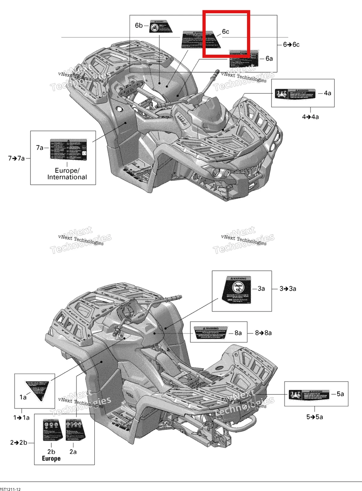 Деталь 704902824 на схеме узла 2012 Can-Am Outlander STD, XT, 1000 EFI Fender And Central Panel Kit