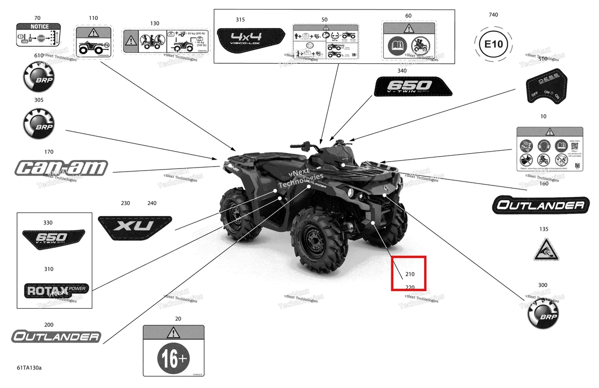 Деталь 704902865 на схеме узла 2021 Can-Am Outlander 650 EFI - XU - CE Body - Decals