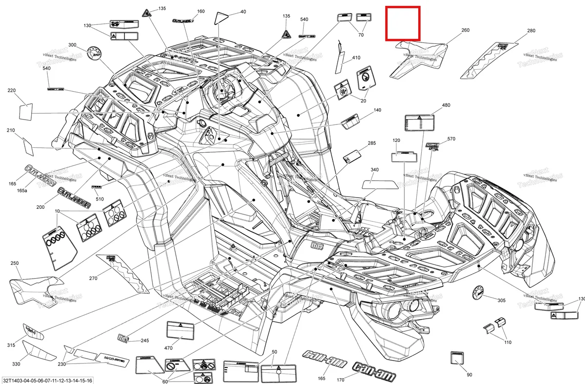 Деталь 704903045 на схеме узла 2014 Can-Am OUTLANDER MAX 650EFI STD, DPS, X, XT- Decals