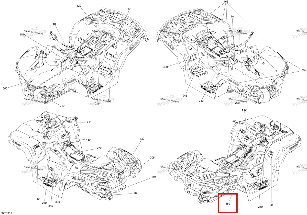 Деталь 704903066 на схеме узла 2013 Can-Am OUTLANDER 1000EFI XMR Decals