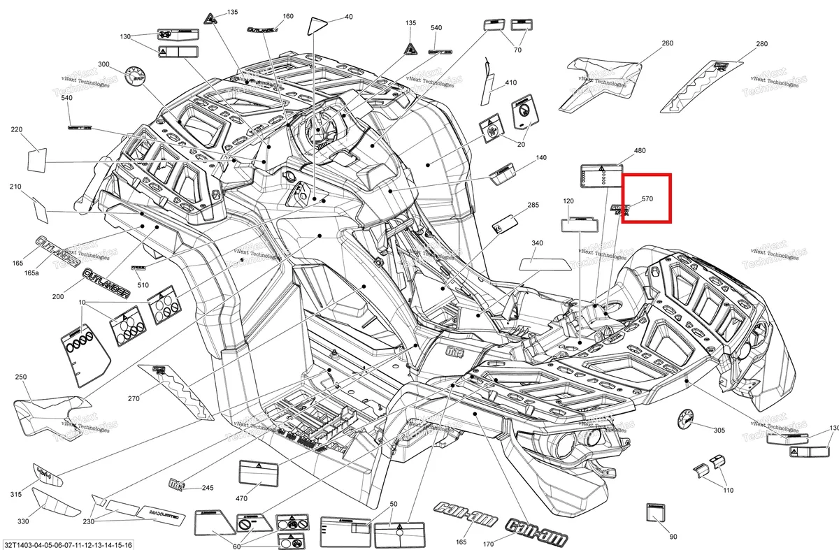 Деталь 704903104 на схеме узла 2014 Can-Am OUTLANDER MAX 1000EFI LTD Decals