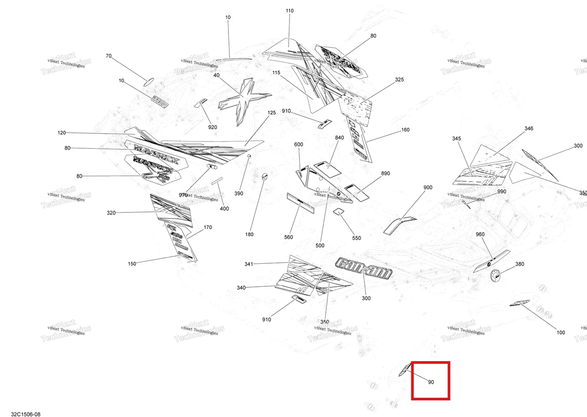 Деталь 704903576 на схеме узла 2015 Can-Am MAVERICK 1000_STD_XRS_XRS-DPS Decals