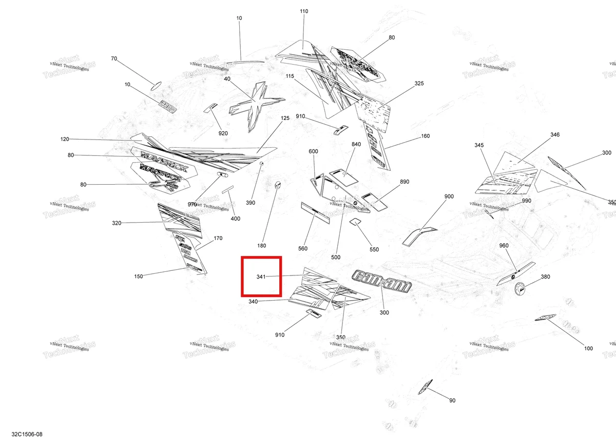 Деталь 704903790 на схеме узла 2015 Can-Am MAVERICK 1000_STD_XRS_XRS-DPS Decals