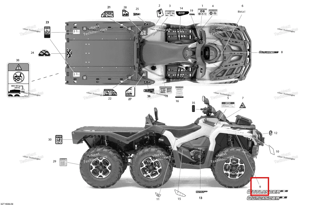 Деталь 704904421 на схеме узла 2016 Can-Am OUTLANDER 6X6 - 1000 EFI Decals