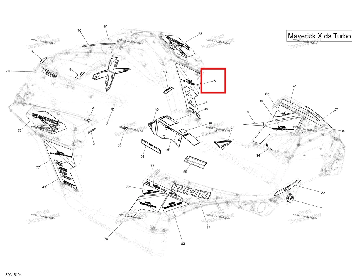 Деталь 704904572 на схеме узла 2015 Can-Am MAVERICK 1000 XDS-DPS Decals Turbo