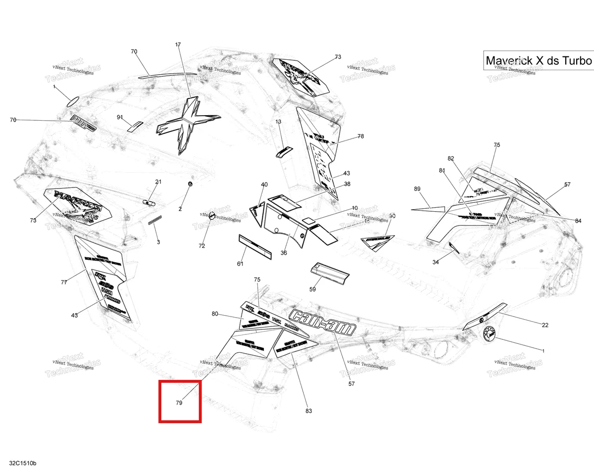 Деталь 704904580 на схеме узла 2015 Can-Am MAVERICK 1000 XDS-DPS Decals Turbo