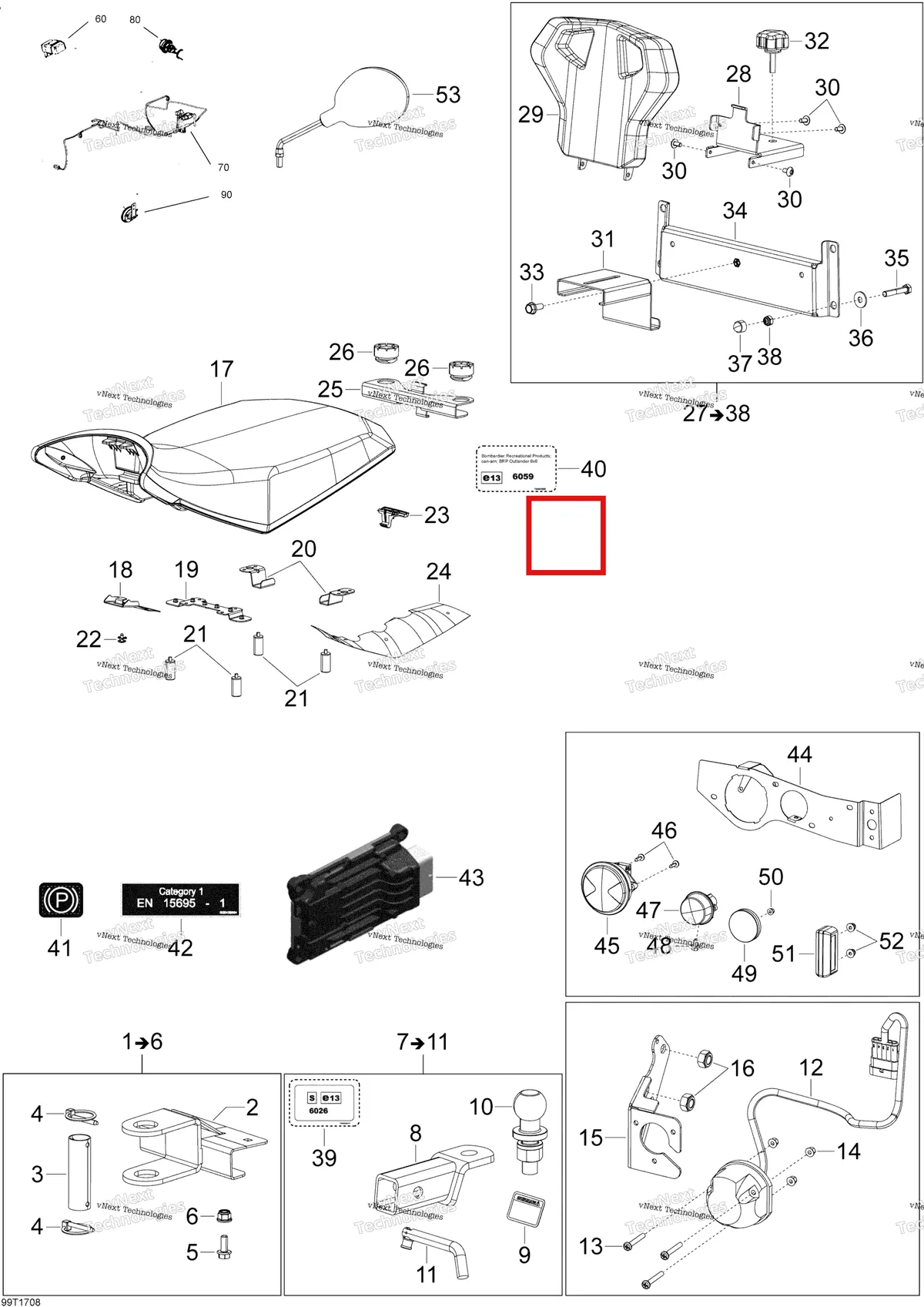 Деталь 704904599 на схеме узла 2018 Can-Am OUTLANDER 6X6 - 650 EFI T3 Parts
