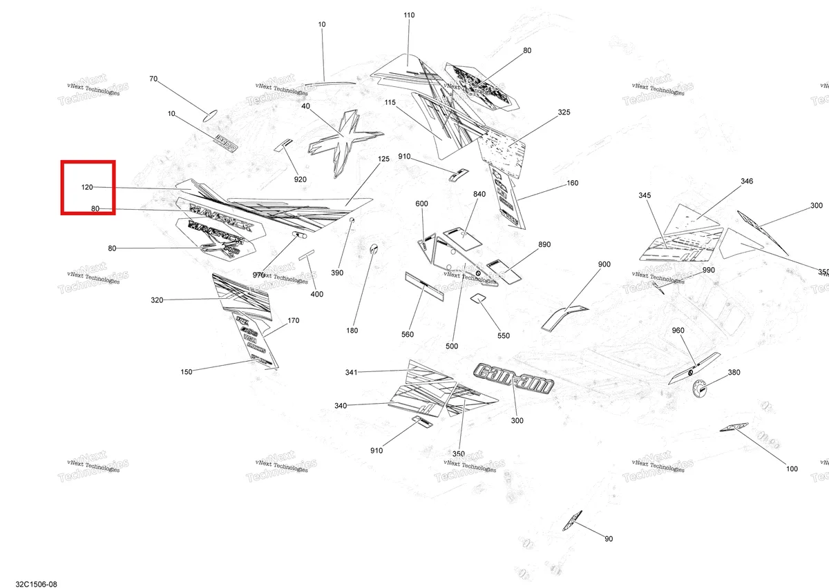 Деталь 704904719 на схеме узла 2015 Can-Am MAVERICK 1000_STD_XRS_XRS-DPS Decals