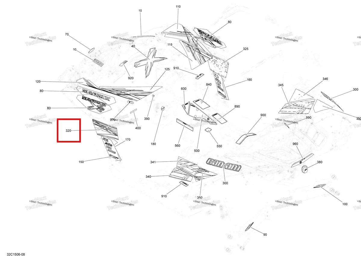 Деталь 704904722 на схеме узла 2015 Can-Am MAVERICK 1000_STD_XRS_XRS-DPS Decals