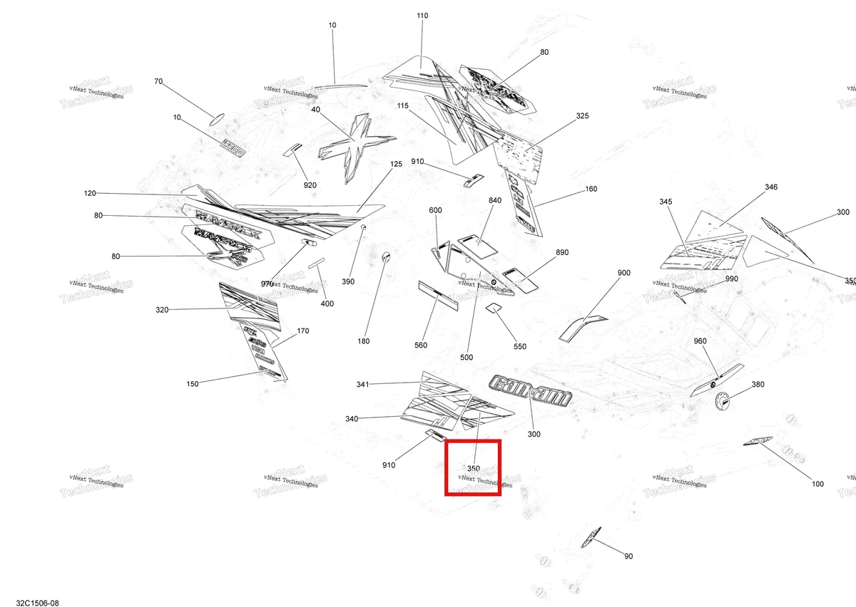 Деталь 704904732 на схеме узла 2015 Can-Am MAVERICK 1000_STD_XRS_XRS-DPS Decals