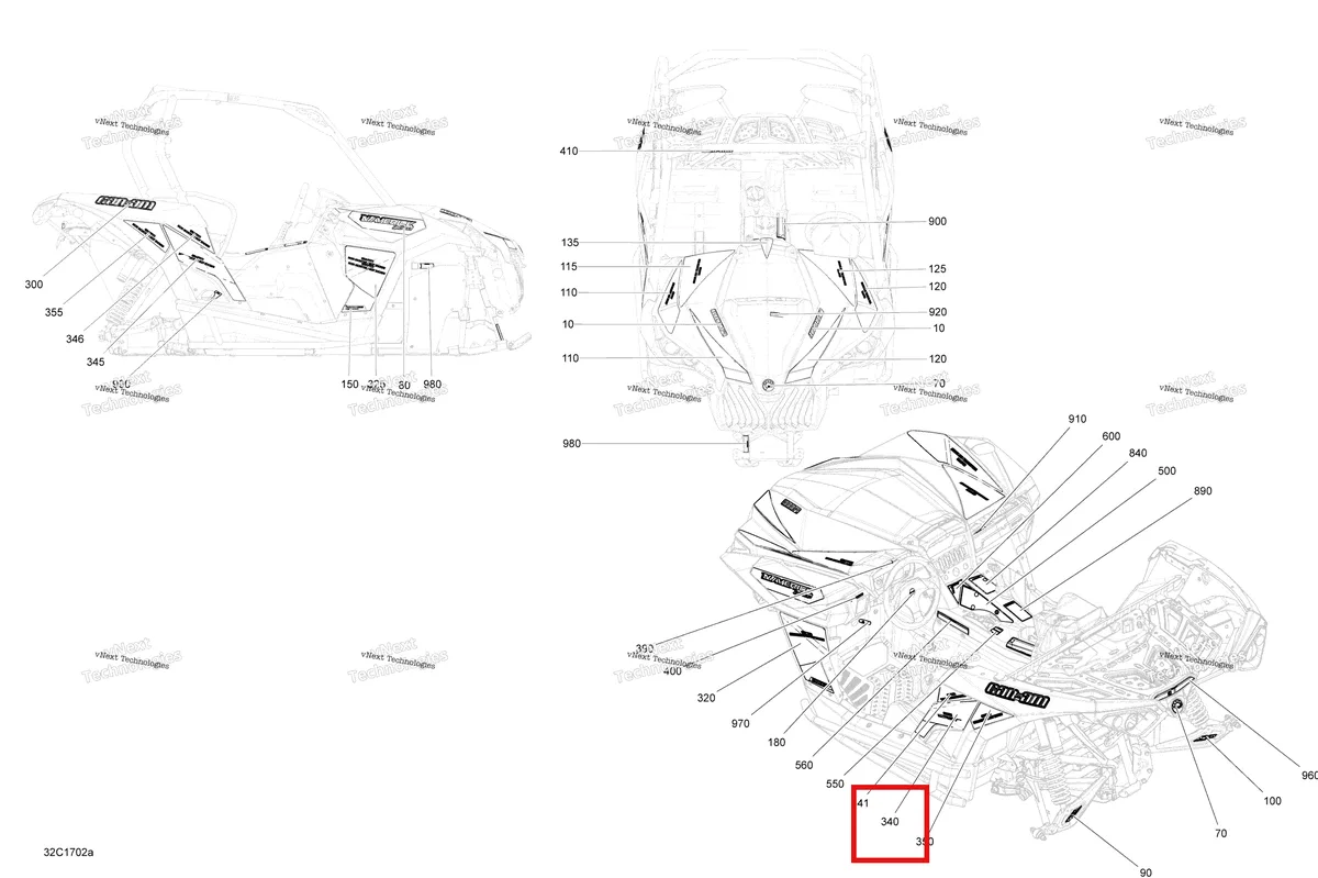 Деталь 704905002 на схеме узла 2017 Can-Am Maverick Decals - 1000R Efi