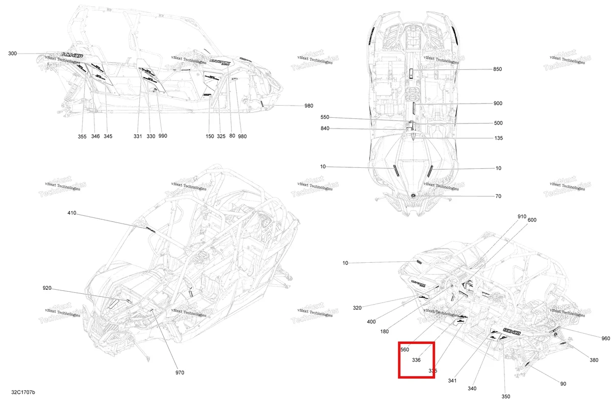 Деталь 704905034 на схеме узла 2017 Can-Am Maverick MAX Decals - 1000R Efi