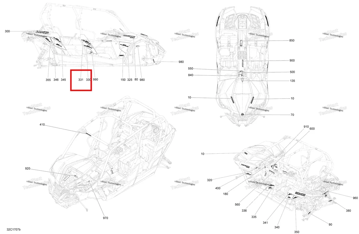 Деталь 704905035 на схеме узла 2017 Can-Am Maverick MAX Decals - 1000R Efi