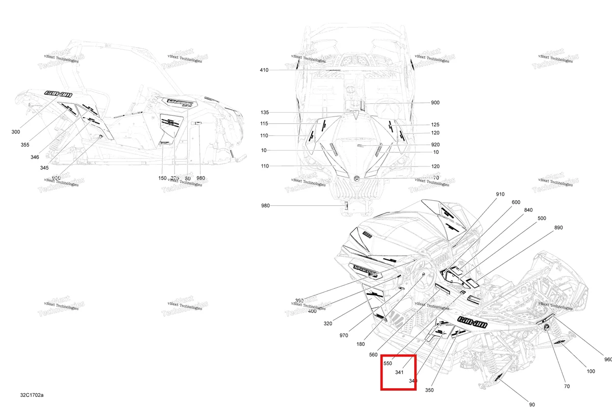 Деталь 704905060 на схеме узла 2017 Can-Am Maverick Decals - 1000R Efi
