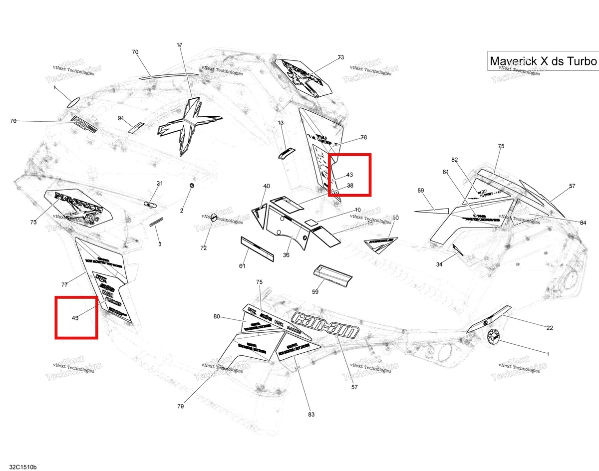 Деталь 704905129 на схеме узла 2015 Can-Am MAVERICK 1000 XDS-DPS Decals Turbo