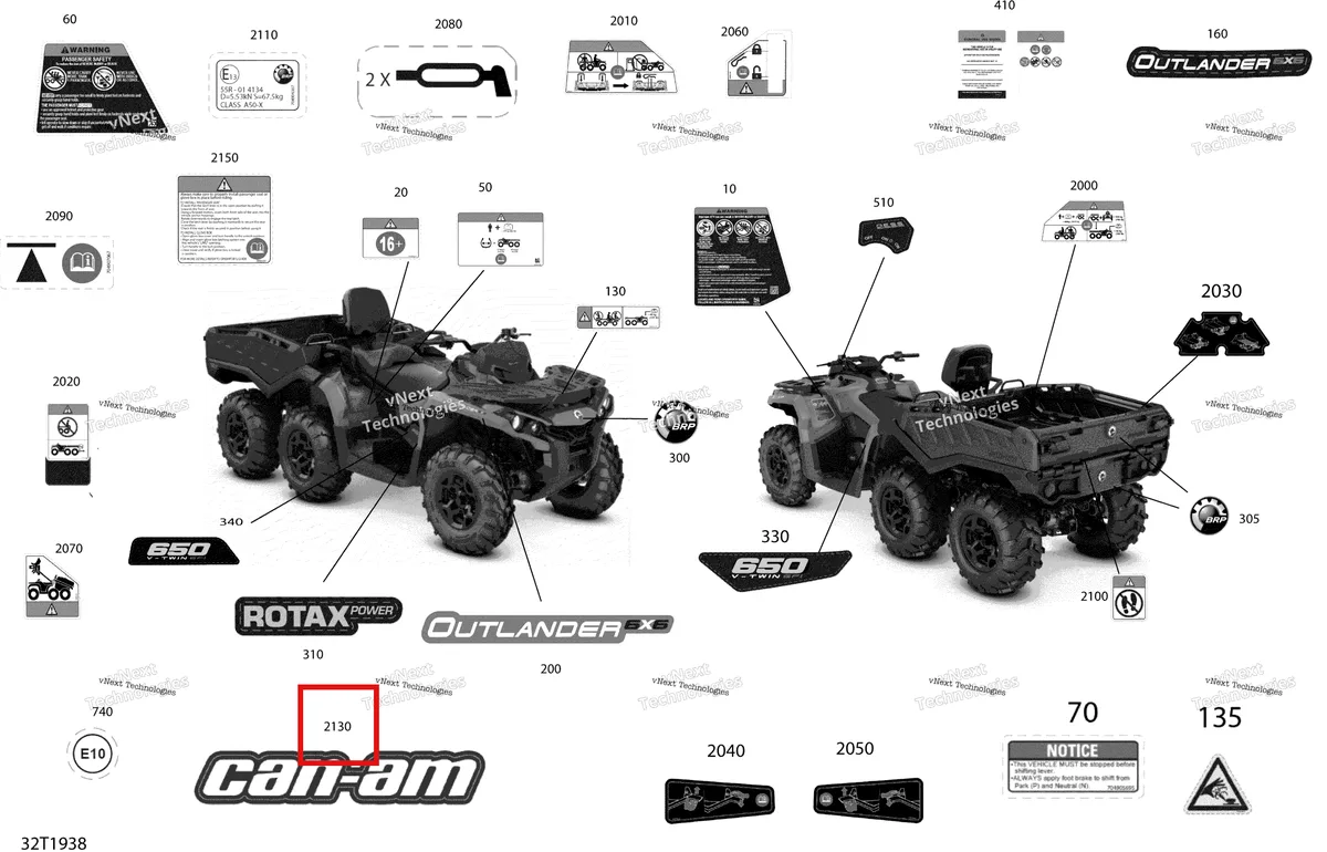 Деталь 704905151 на схеме узла 2019 Can-Am OUTLANDER 6X6 - 650 EFI - T3 Decals Outlander 6X6 - 650 Efi - Dps - Europe