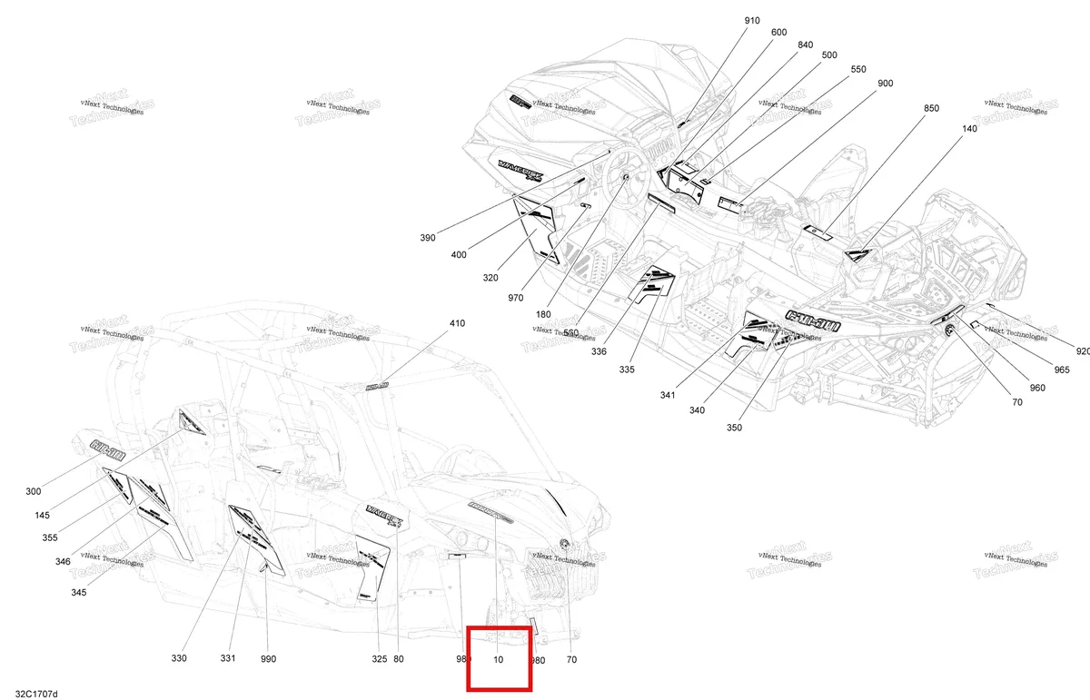 Деталь 704905333 на схеме узла 2017 Can-Am Maverick MAX Decals - Turbo