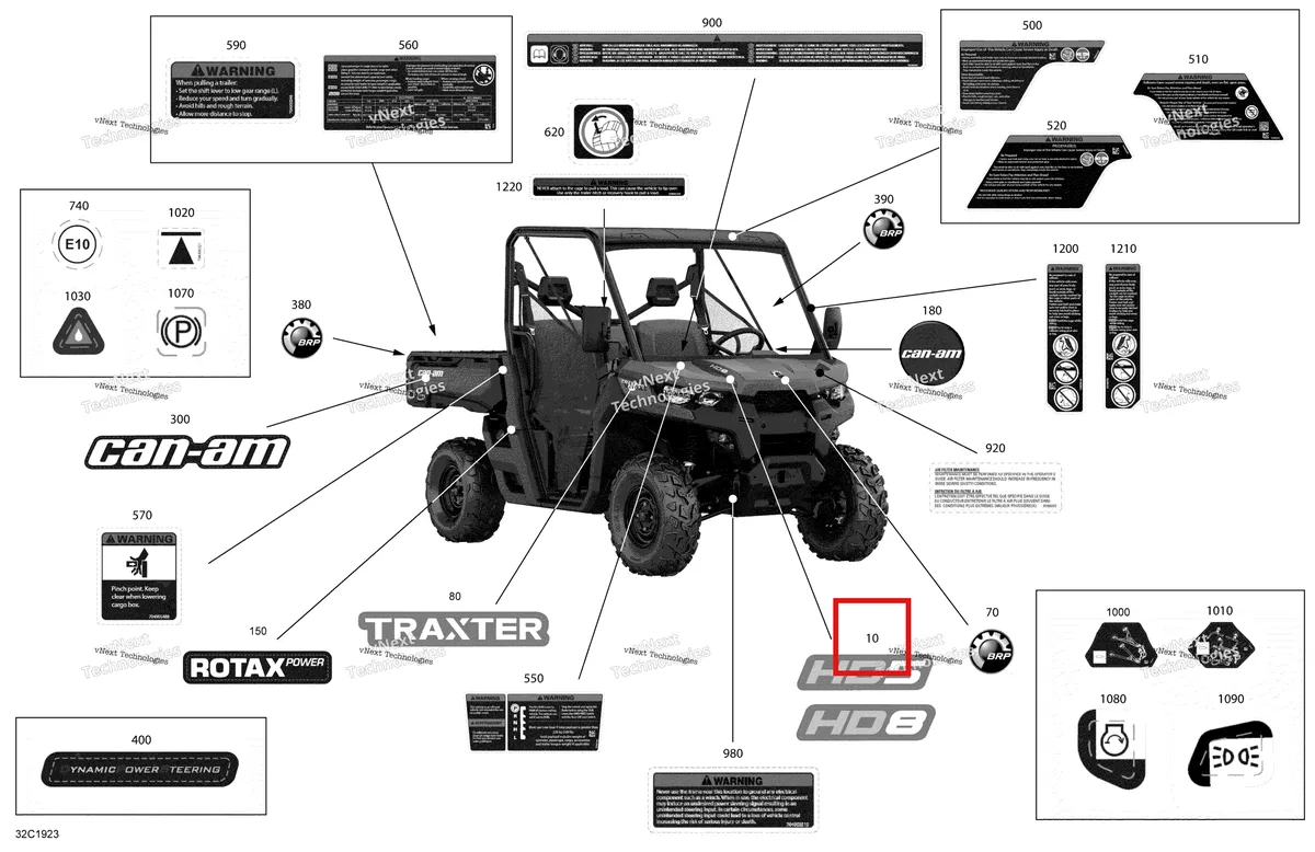 Деталь 704905511 на схеме узла 2019 Can-Am TRAXTER HD8 - T1B SERIES Decals - Hd8 - Base