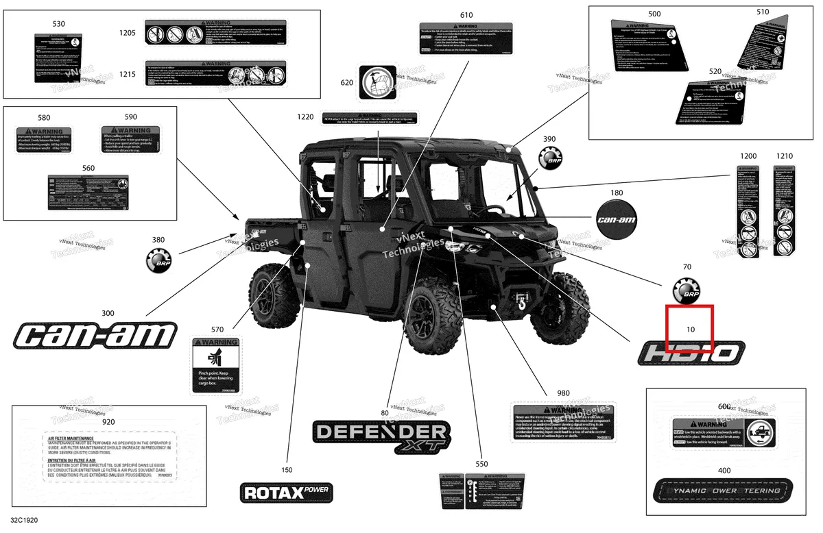 Деталь 704905517 на схеме узла 2019 Can-Am Defender MAX HD10 Decals - Hd10 - Xt Cab
