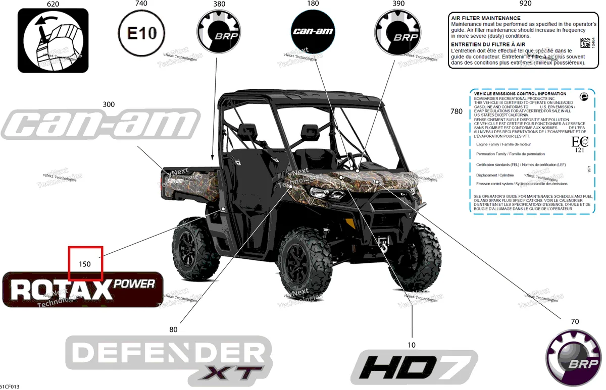 Деталь 704905524 на схеме узла 2026 Can-Am Defender - HD7 - XT - 7ETD - Dark Wildland Camo - 62