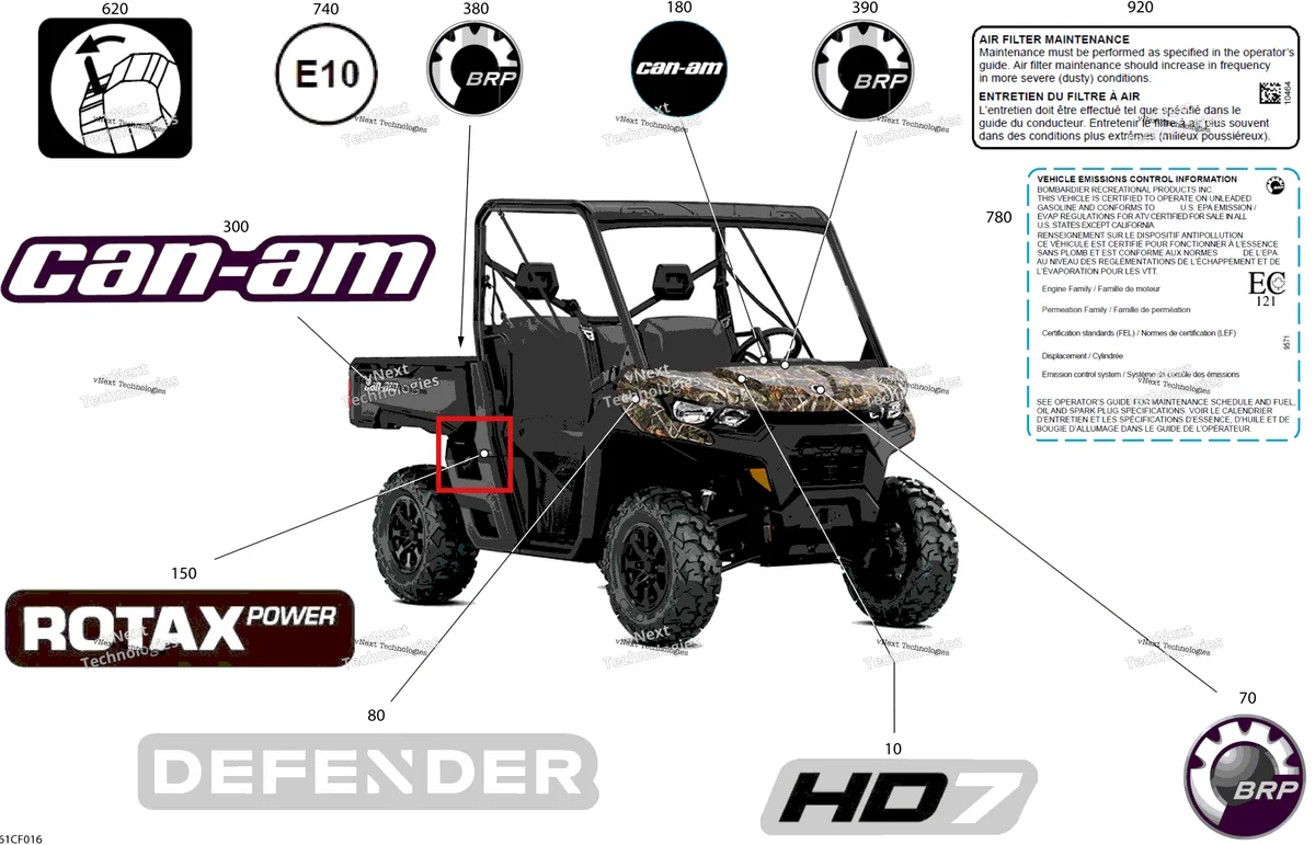 Деталь 704905529 на схеме узла 2026 Can-Am Defender - HD7 - DPS - 8WTF - Dark Wildland Camo - 62