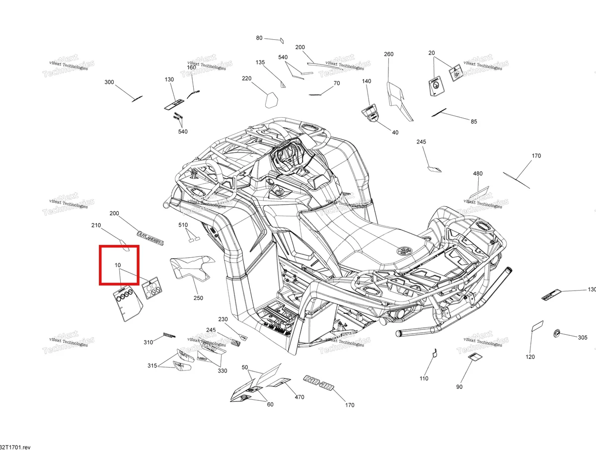 Деталь 704905671 на схеме узла 2017 Can-Am Outlander L - 450 EFI Decals - All Models