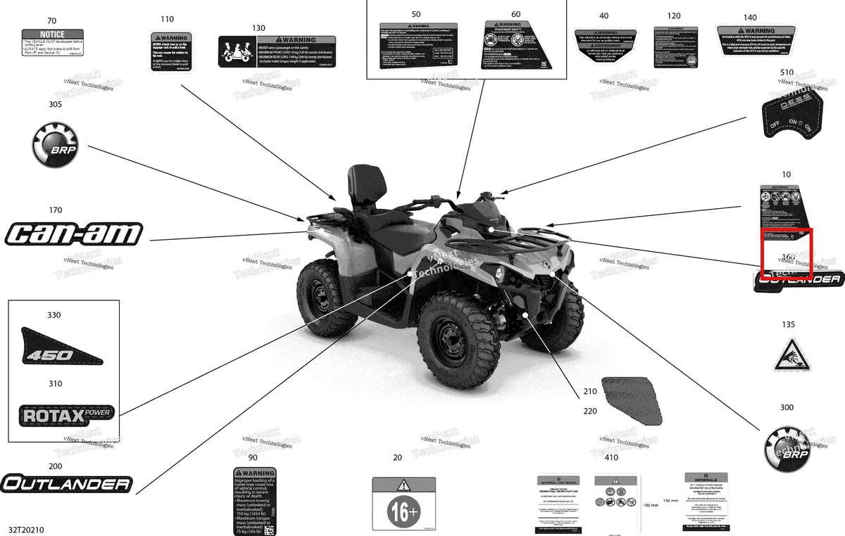 Деталь 704905723 на схеме узла 2020 Can-Am Outlander MAX 450 EFI Decals - Dps