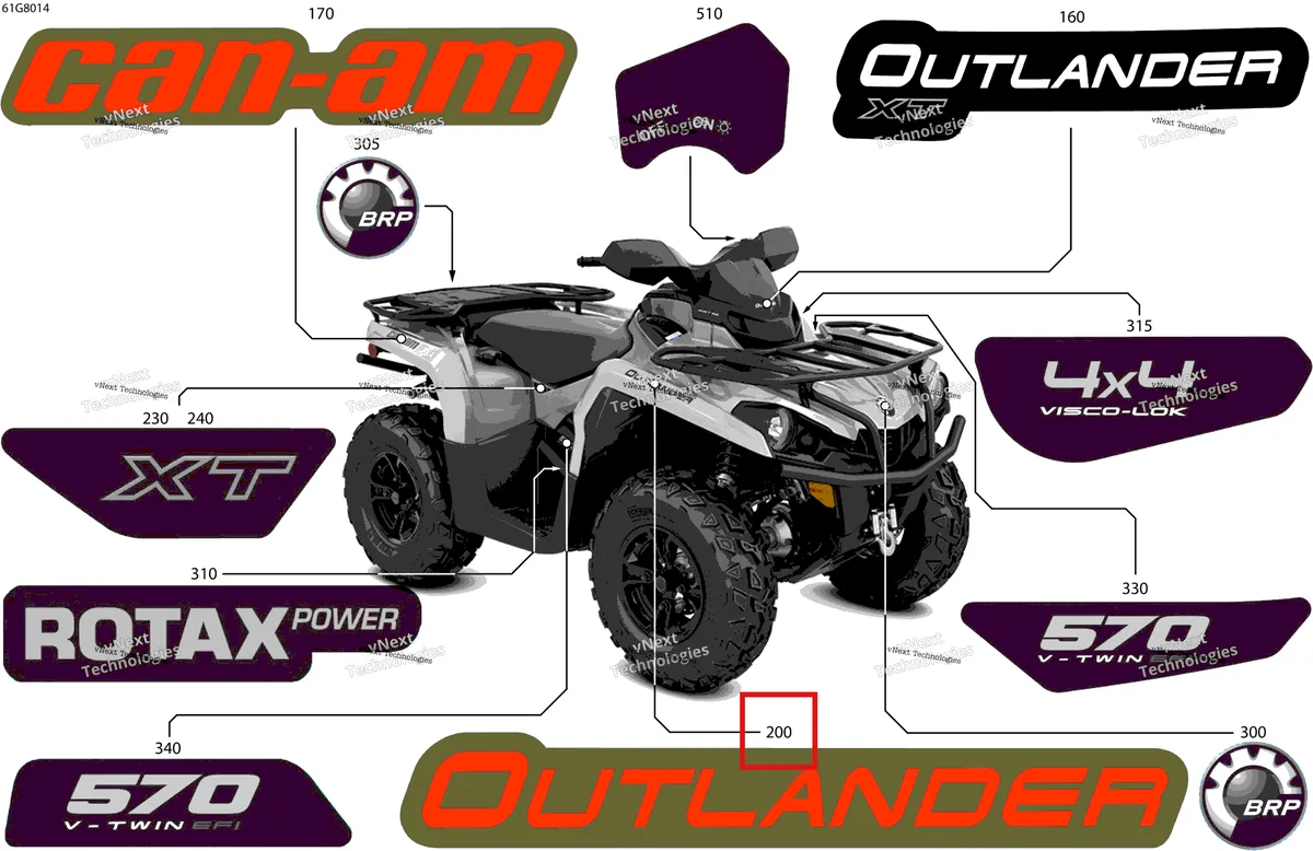 Деталь 704905736 на схеме узла 2018 Can-Am OUTLANDER - 4X4 - XT - 570 EFI - 2UJD - Pur Magnesium - CALI Body - Feature Decals