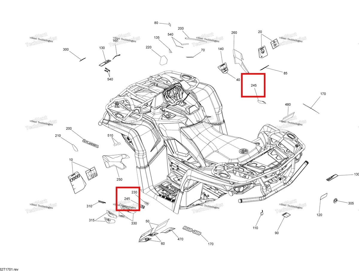 Деталь 704905743 на схеме узла 2017 Can-Am Outlander L - 450 EFI Decals - All Models