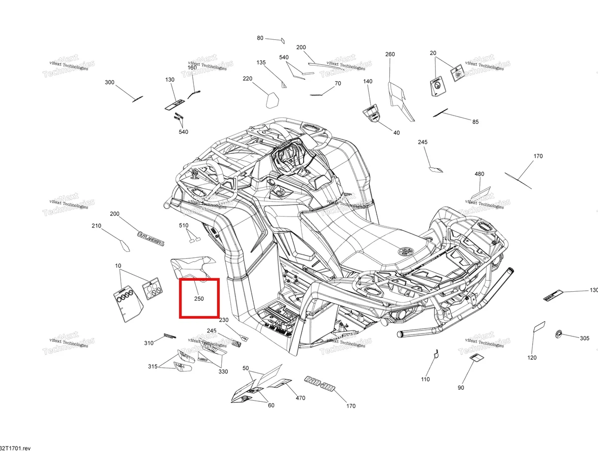 Деталь 704905744 на схеме узла 2017 Can-Am Outlander L - 450 EFI Decals - All Models