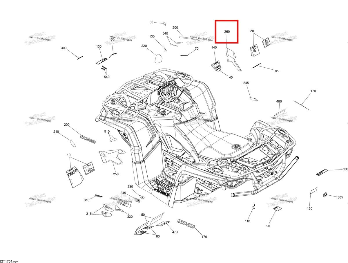Деталь 704905745 на схеме узла 2017 Can-Am Outlander L - 450 EFI Decals - All Models