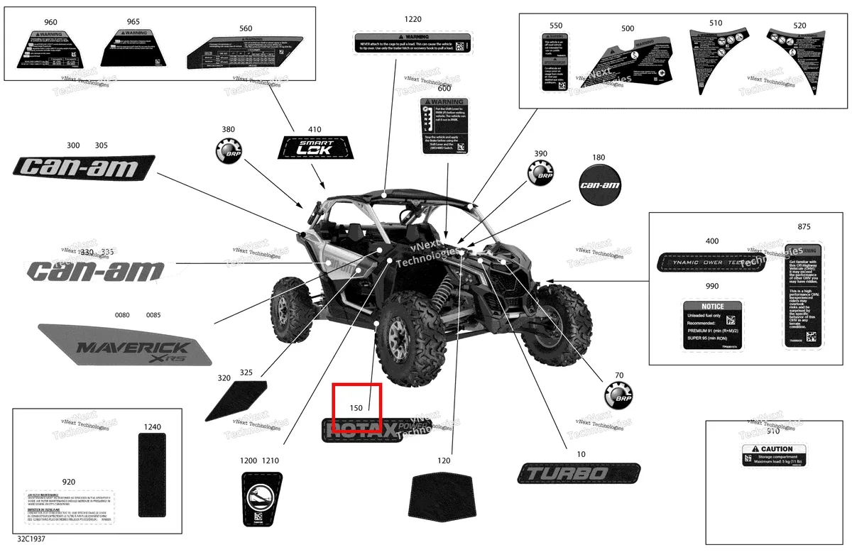 Деталь 704905897 на схеме узла 2019 Can-Am Maverick Turbo R Decals - Turbo R - Package Xrs - North America