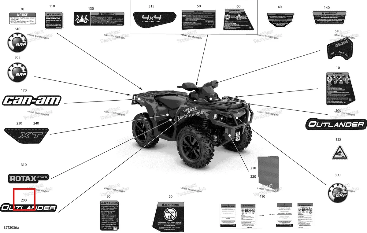 Деталь 704905976 на схеме узла 2020 Can-Am Outlander 650 EFI - STD DPS XT HUNTING Decals - Xt