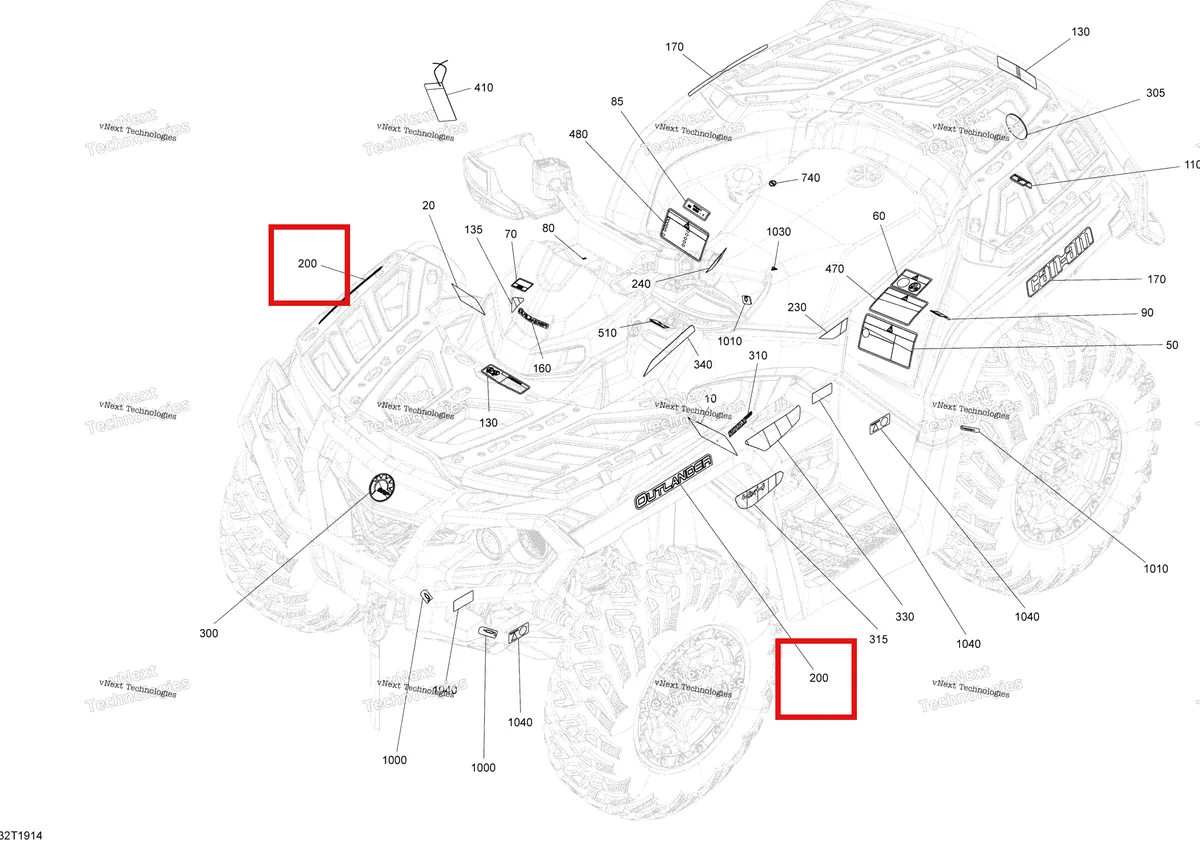 Деталь 704906004 на схеме узла 2019 Can-Am OUTLANDER 650 EFI - T3 Decals Pro Nordic