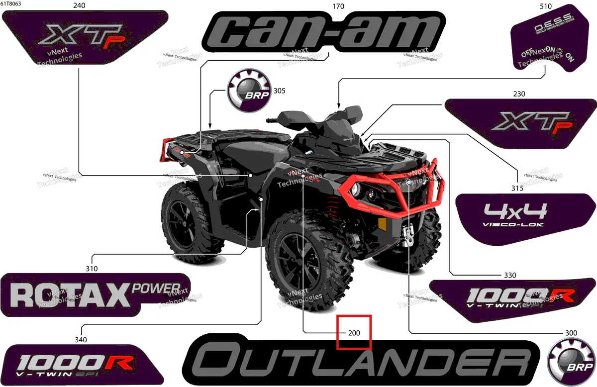 Деталь 704906011 на схеме узла 2018 Can-Am OUTLANDER - 4X4 - XTP - 1000R - 5XJA - Timeless Black Metallic Body - Feature Decals