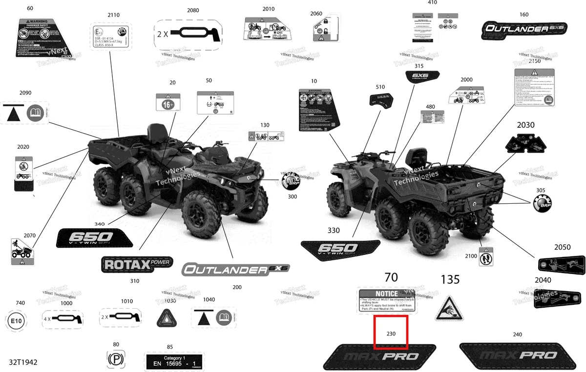 Деталь 704906022 на схеме узла 2019 Can-Am OUTLANDER MAX 6X6 - 650 EFI - T3 Decals Outlander Max - 6X6 - Pro Nordic