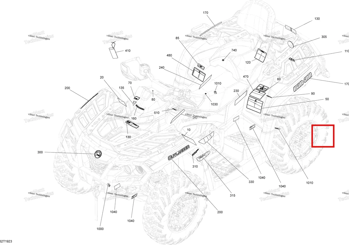 Деталь 704906023 на схеме узла 2019 Can-Am OUTLANDER MAX 650 EFI - T3 Decals Pro Nordic