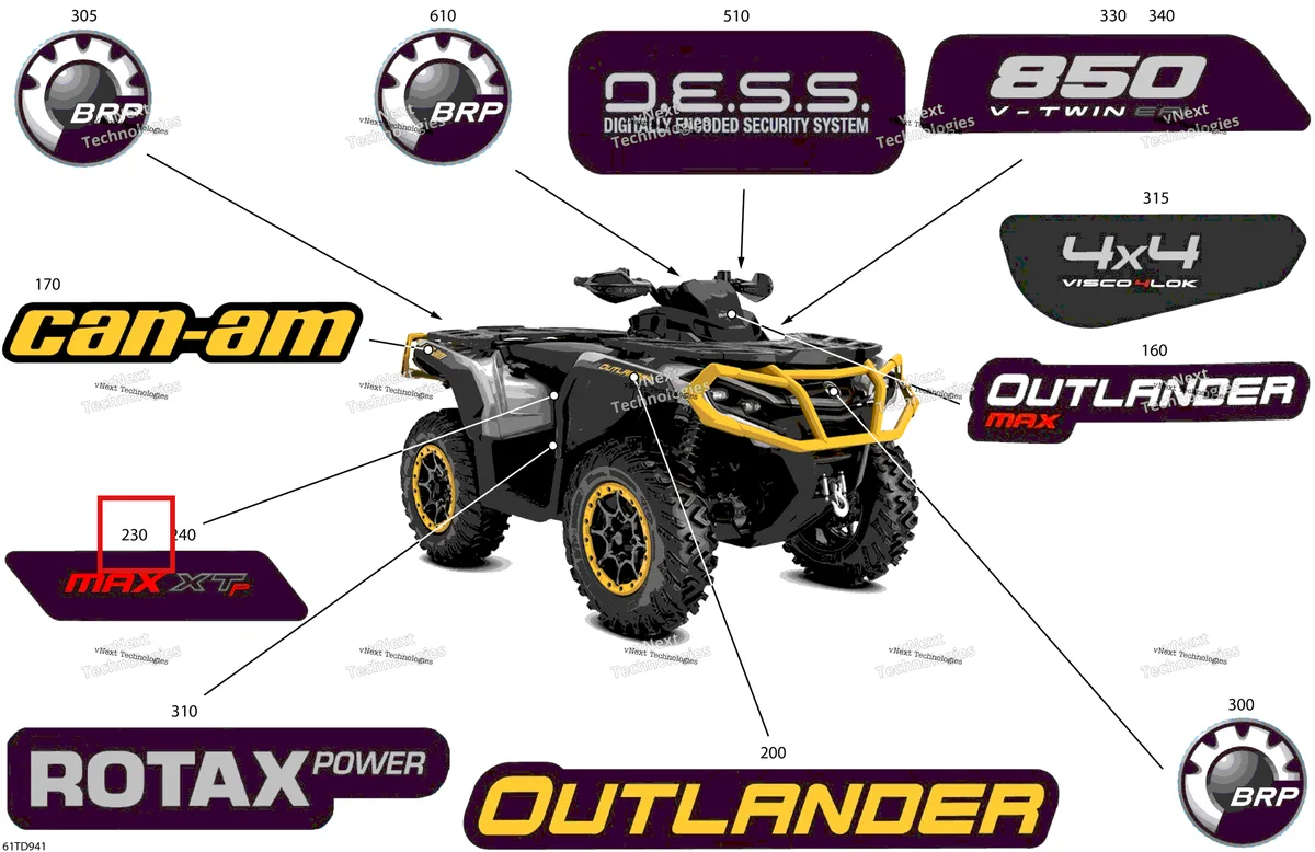 Деталь 704906026 на схеме узла 2024 Can-Am Outlander MAX 850 EFI 4X4 - 5FRA - XT-P Package - Hyper Silver Body - Feature Decals
