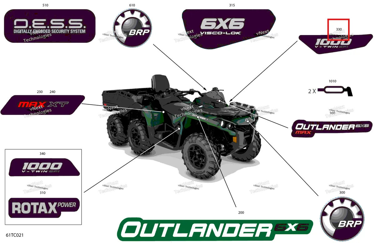 Деталь 704906038 на схеме узла 2023 Can-Am Outlander MAX 6X6 - 1000 EFI - XT Body - Decals