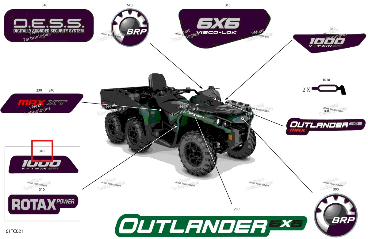 Деталь 704906039 на схеме узла 2023 Can-Am Outlander MAX 6X6 - 1000 EFI - XT Body - Decals