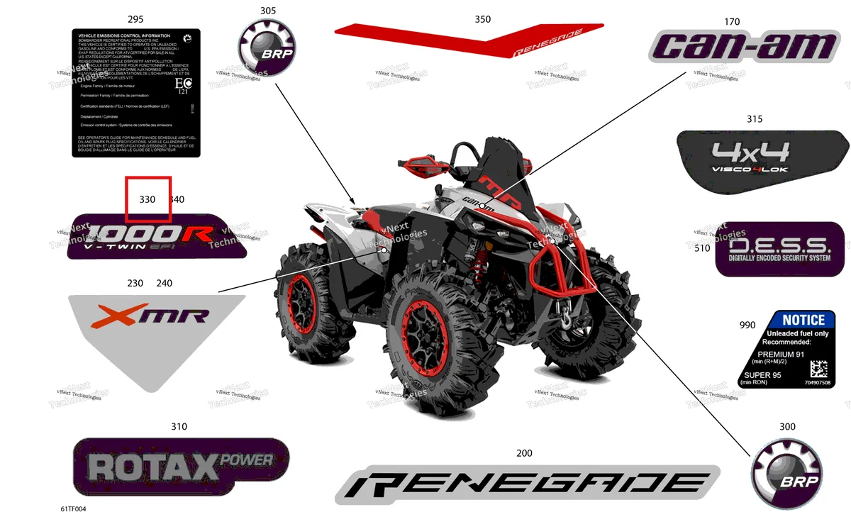 Деталь 704906040 на схеме узла 2026 Can-Am RENEGADE - 4X4 - XMR - 1000R EFI - 5UTA - Hyper Silver Body - Feature Decals